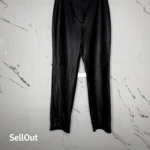 Women’s Black Leather Straight Pants Size 12 Formal edgy motorcycle classic